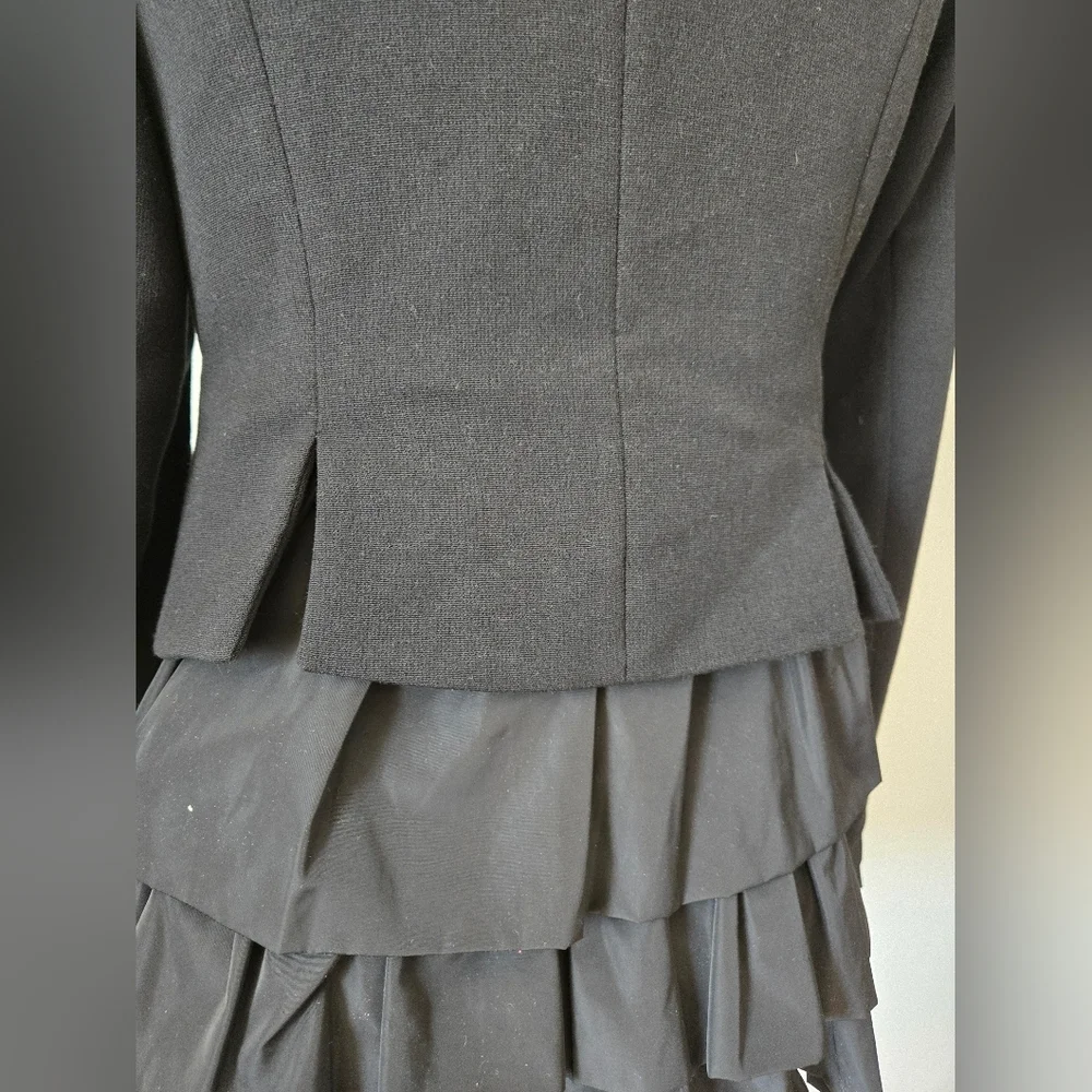 ECOLOR Black Double-Breasted Women's Jacket With Ruffle Bottom And Cuffs. Medium - Picture 7 of 14